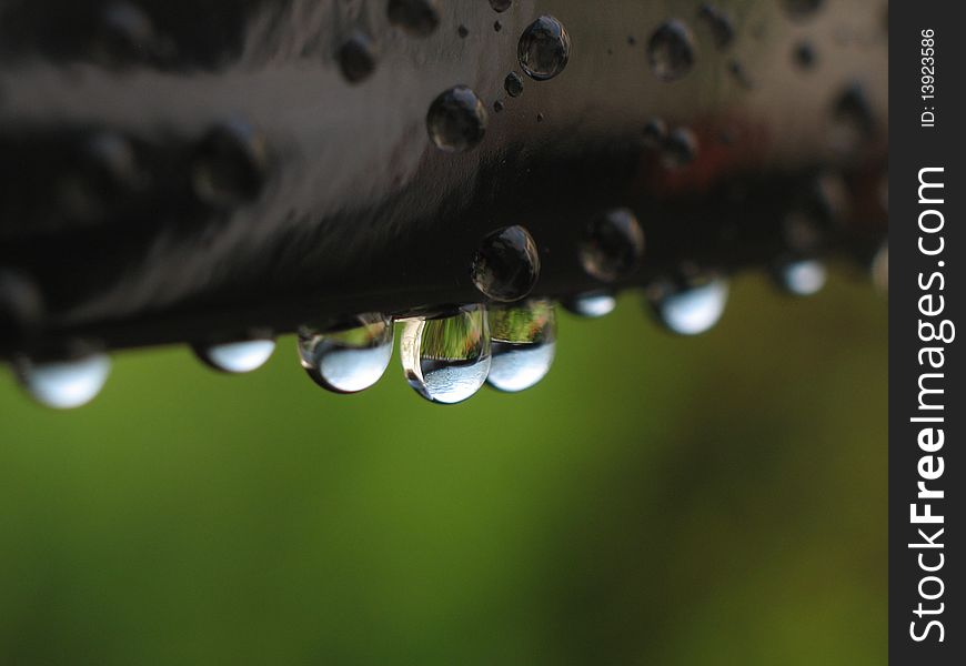 Dew Droplets On Metal Edge, Macro, Wallpaper