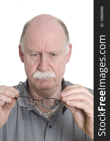 Man Looking At Glasses