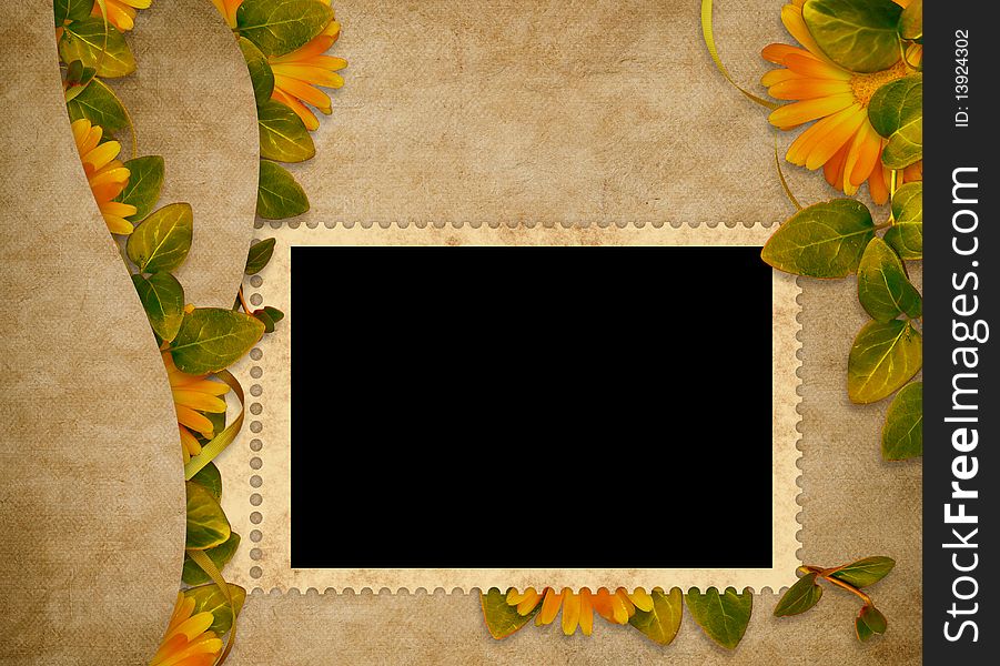 Vintage card for the holiday with flower on the abstract background