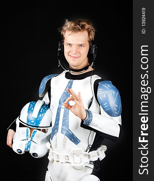 Image of happy spaceman before flight. Image of happy spaceman before flight