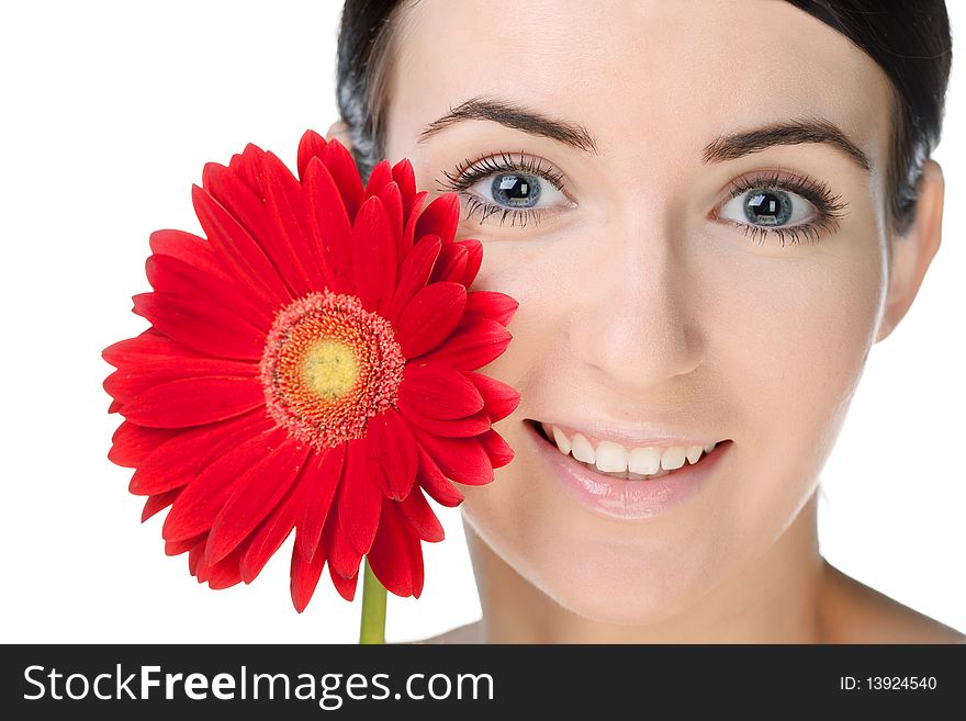 Beauty woman closeup portrait isolated on white background