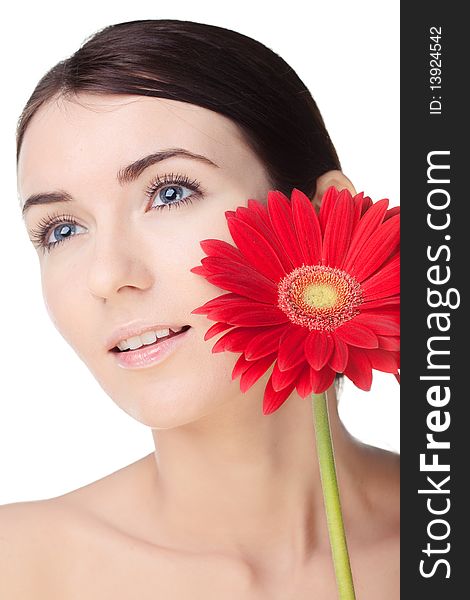 Beauty woman closeup portrait isolated on white background