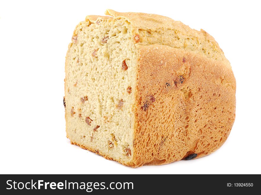 Hot bread with a golden crust and raisin.