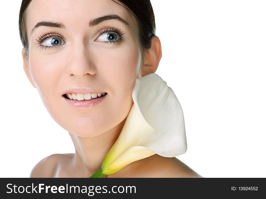 Beauty woman closeup portrait isolated on white background