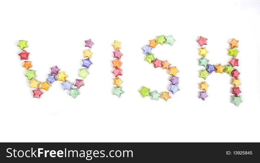 Color lucky stars origami font wish