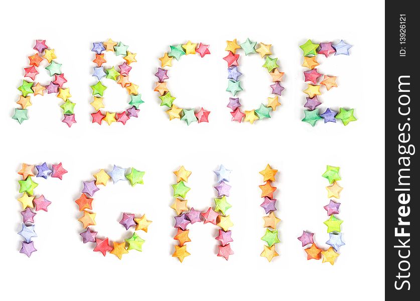 Color lucky stars origami alphabet