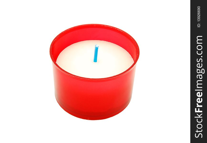 Red candle isolated on white