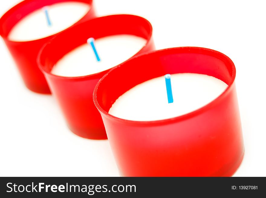 Candles in a row isolated