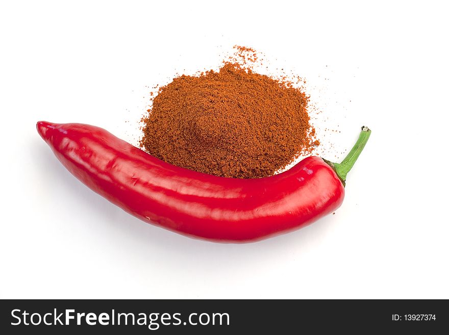 Chili pepper with ground pepper