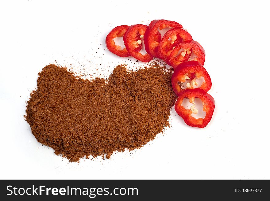 Chili pepper with ground pepper