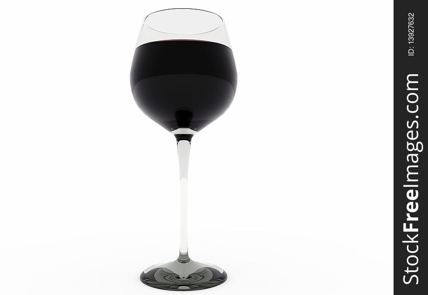 Glass of wine modelled in 3d isolated on white background