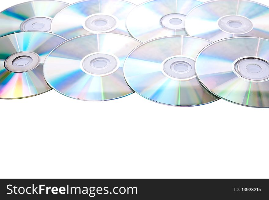 Many CD's isolated on the white background