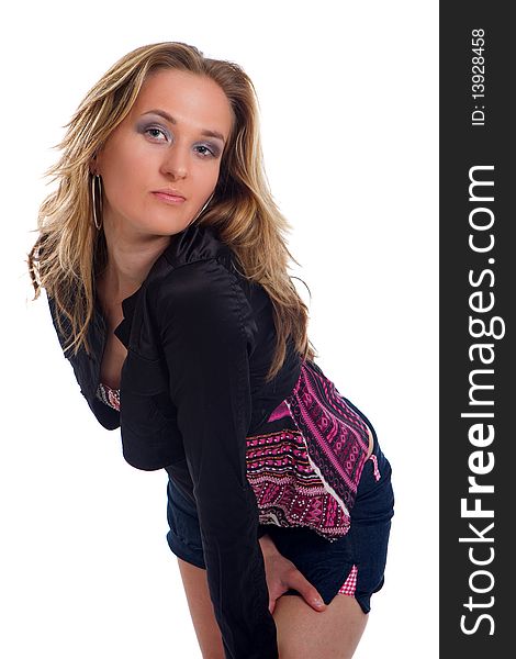 Young blonde modern woman with stylish clothes. Ideal for hip, fresh and modern lifestyle use.