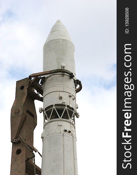 Space rocket stands on a starting pad