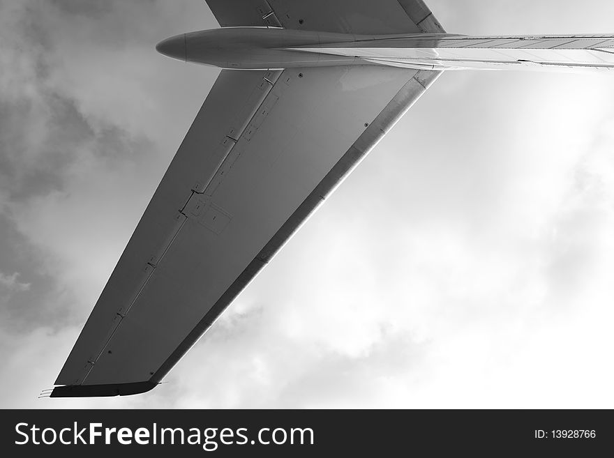 Plane's tail of passenger airplane