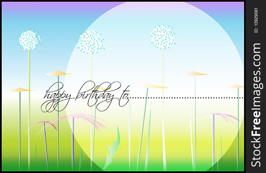 Greeting postcard with stylized flowers. Greeting postcard with stylized flowers