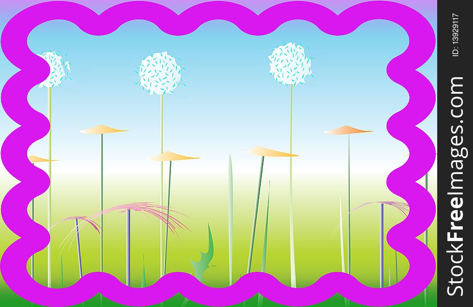 A field with stylized flowers. A field with stylized flowers