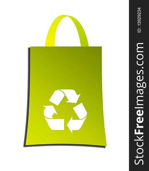 Green ecology bag over white background. illustration. Green ecology bag over white background. illustration