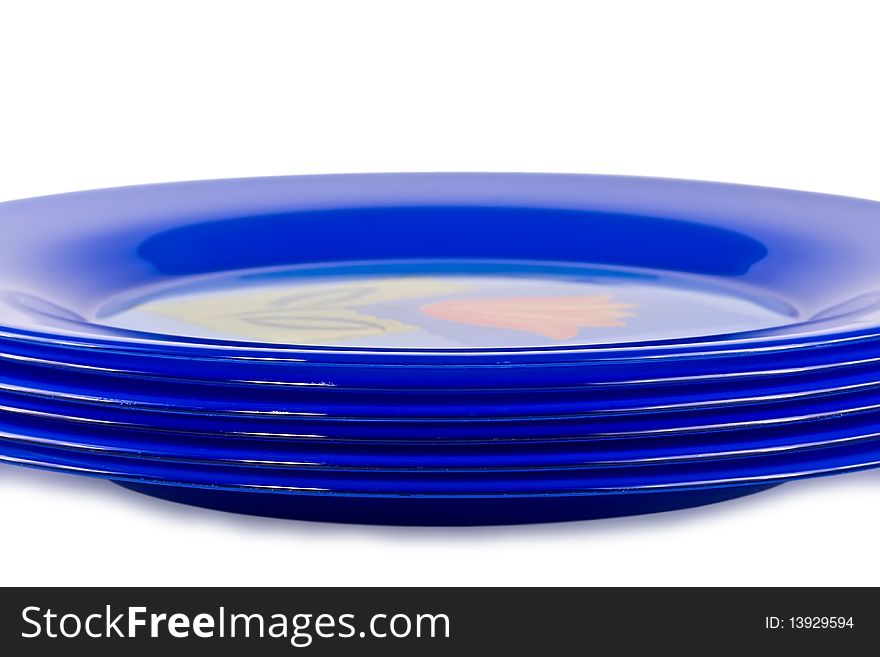 Six Dark Blue Plates