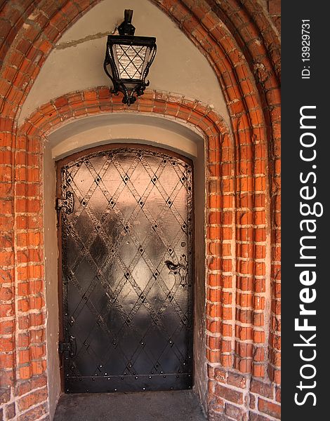 Old historical metal door in the castle