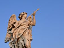 Angel With Lance. Sant Angelo Bridge. Rome. Italy Royalty Free Stock Photos Angel With Lance. Sant Angelo Bridge. Rome. Italy Royalty Free Stock Photos