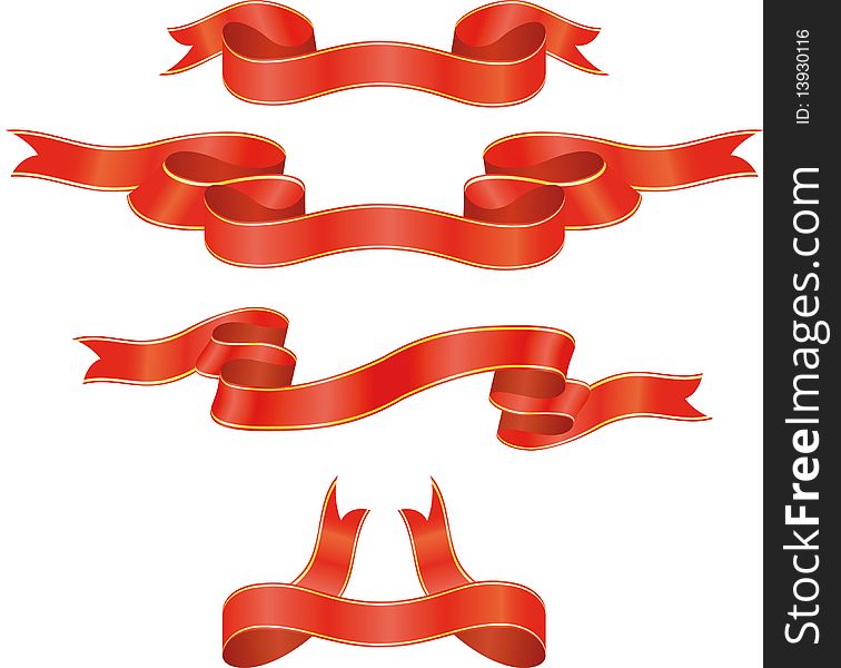 Set of red ribbons