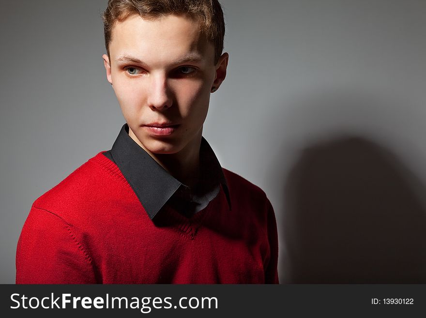 Male model posing in trendy clothes