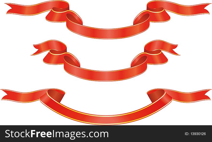 Set of red ribbons