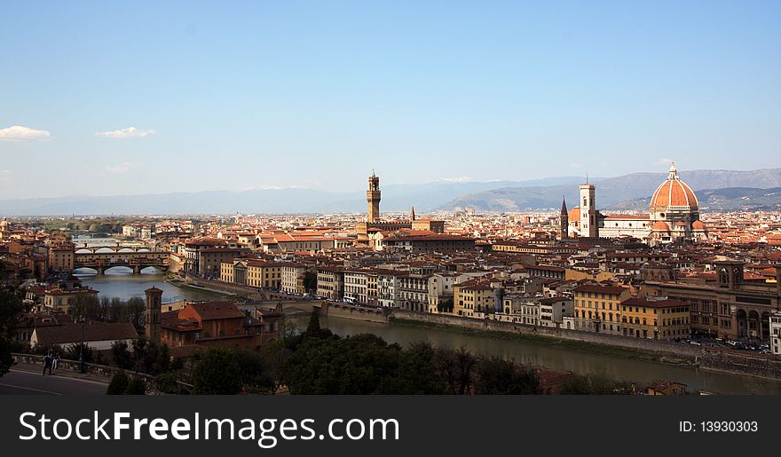 Panoramic view of Florence from Michelangelo's square. Panoramic view of Florence from Michelangelo's square