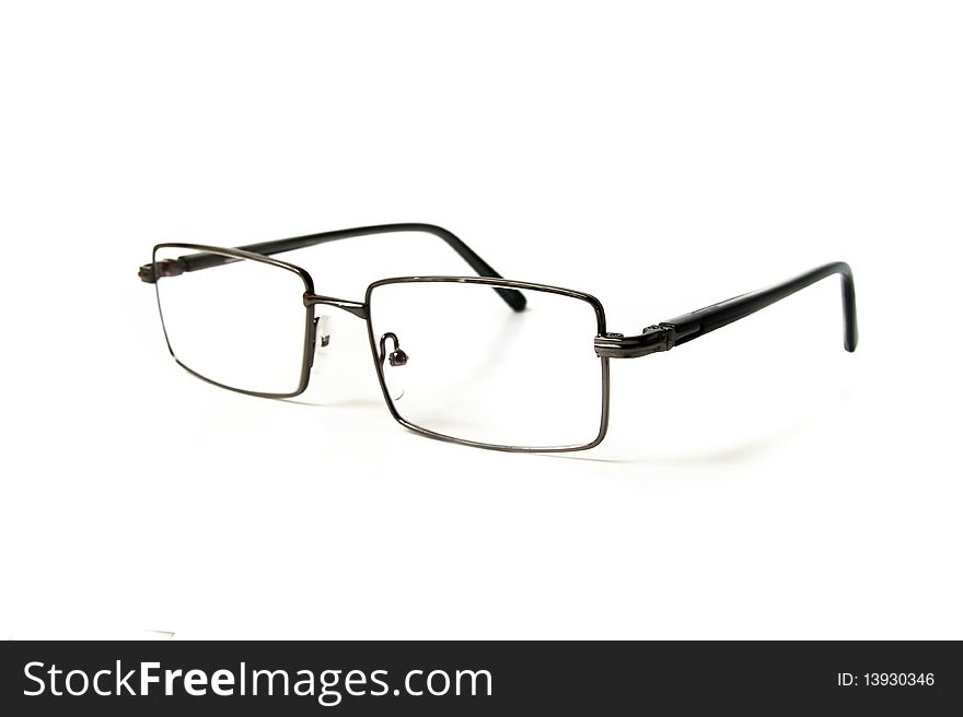 A pair of black glasses isolated on a white background.