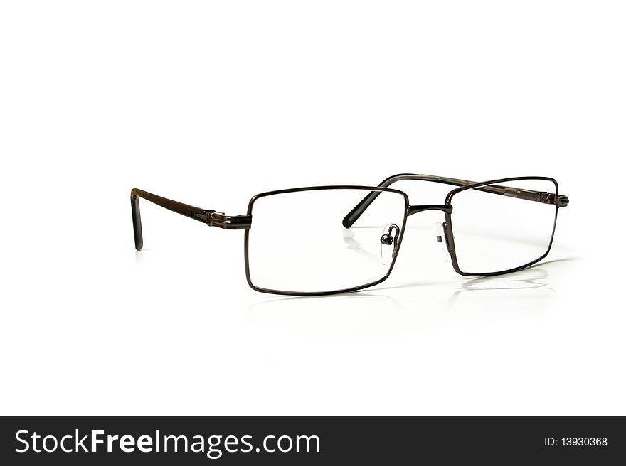 A pair of black glasses isolated on a white background.