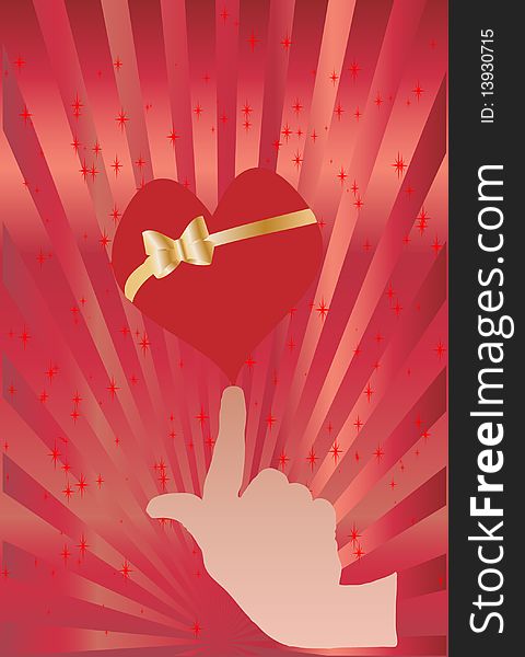 Vector illustration of Heart on finger