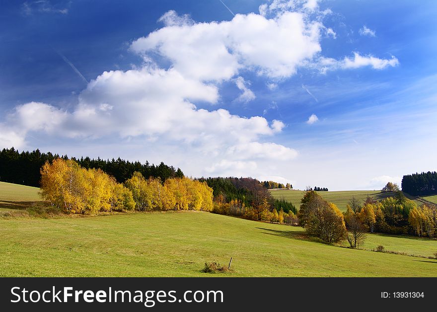 Autumny scenery with clouds