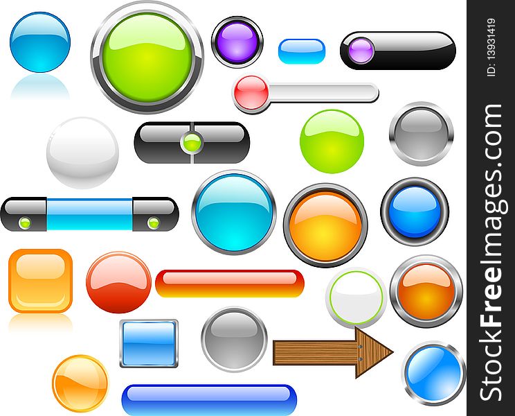 Big set of color web  buttons.
