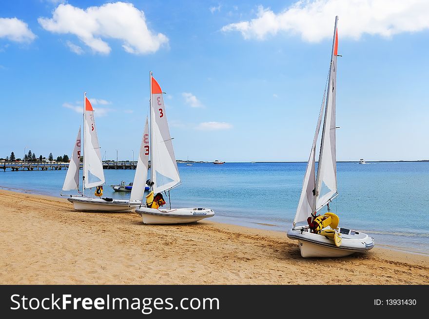 Several Boats With Sails