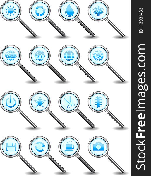 Set of color search web icons. Set of color search web icons