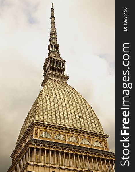 A view of the symbol of Turin, the Mole antonelliana, home of the International Museum of Cinema. A view of the symbol of Turin, the Mole antonelliana, home of the International Museum of Cinema