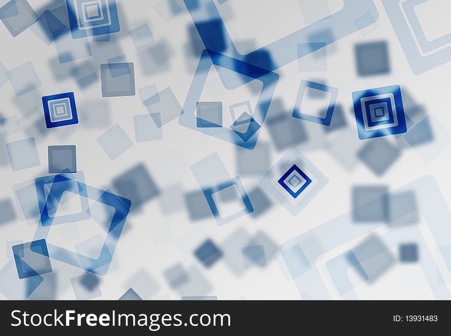 Abstract blue square bokeh background. Abstract blue square bokeh background