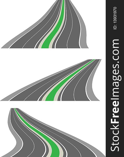 Illustration of three perspective roads. Illustration of three perspective roads
