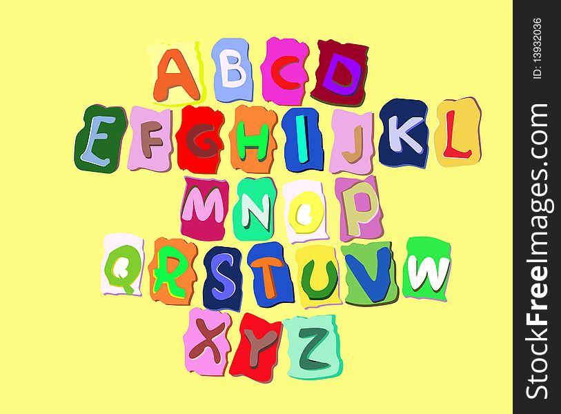 The illustration of colored alphabet