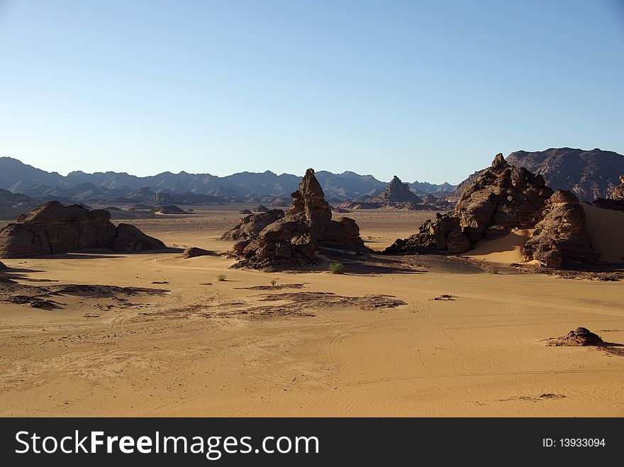 Landscape in the desert of Libya, in Africa. Landscape in the desert of Libya, in Africa