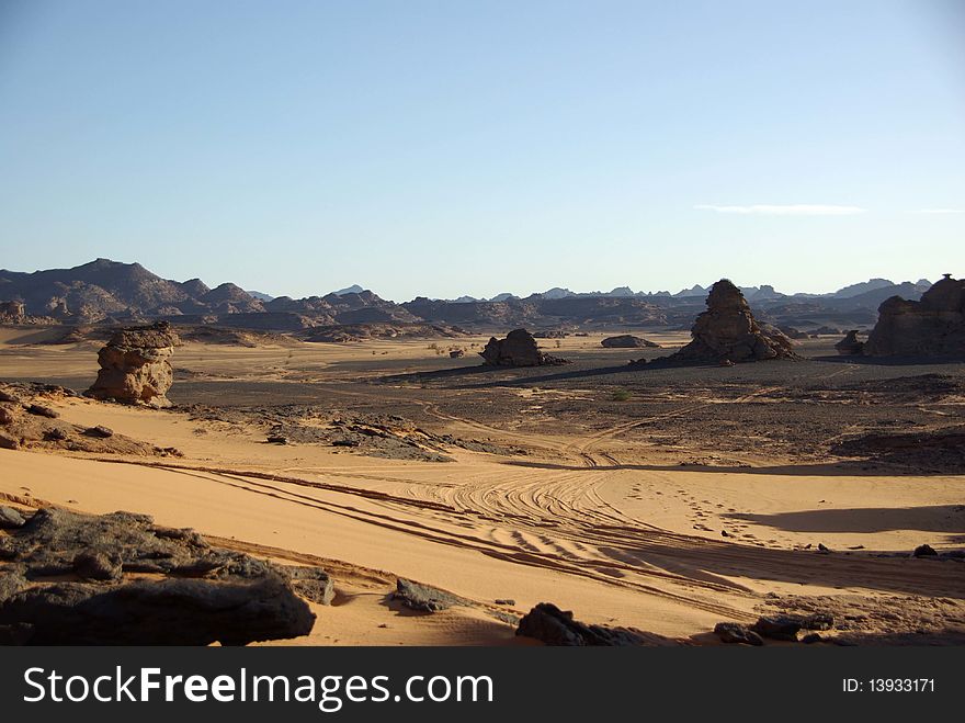 Landscape in the desert of Libya, in Africa. Landscape in the desert of Libya, in Africa