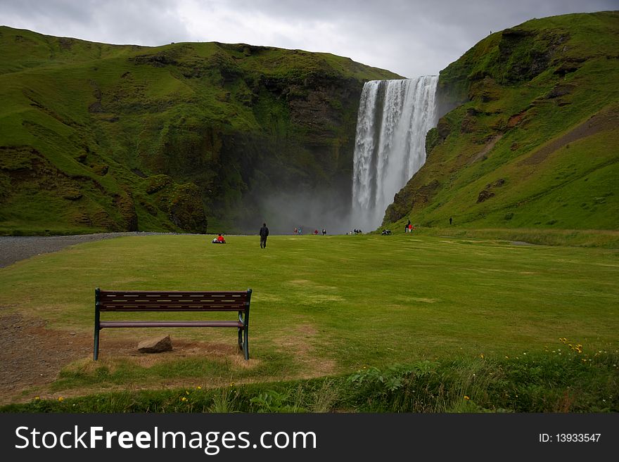 Skogafoss waterfall. Skogar Southern Iceland. Skogafoss waterfall. Skogar Southern Iceland