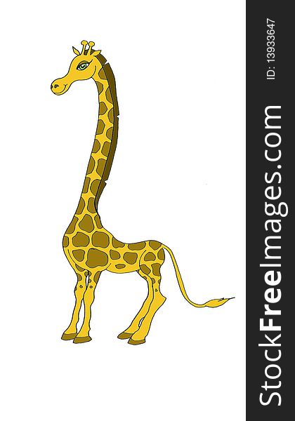 Girl giraffe with green eyes standing