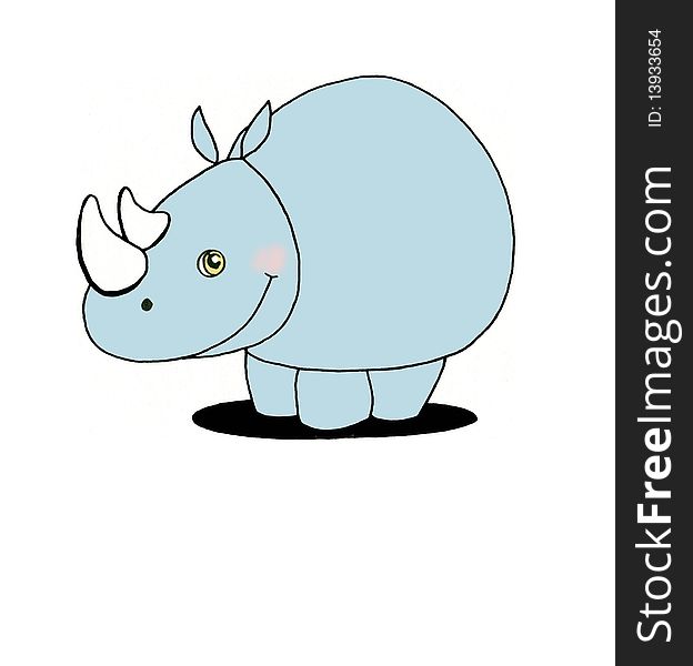 A cute little rhino smiling and standing still. A cute little rhino smiling and standing still