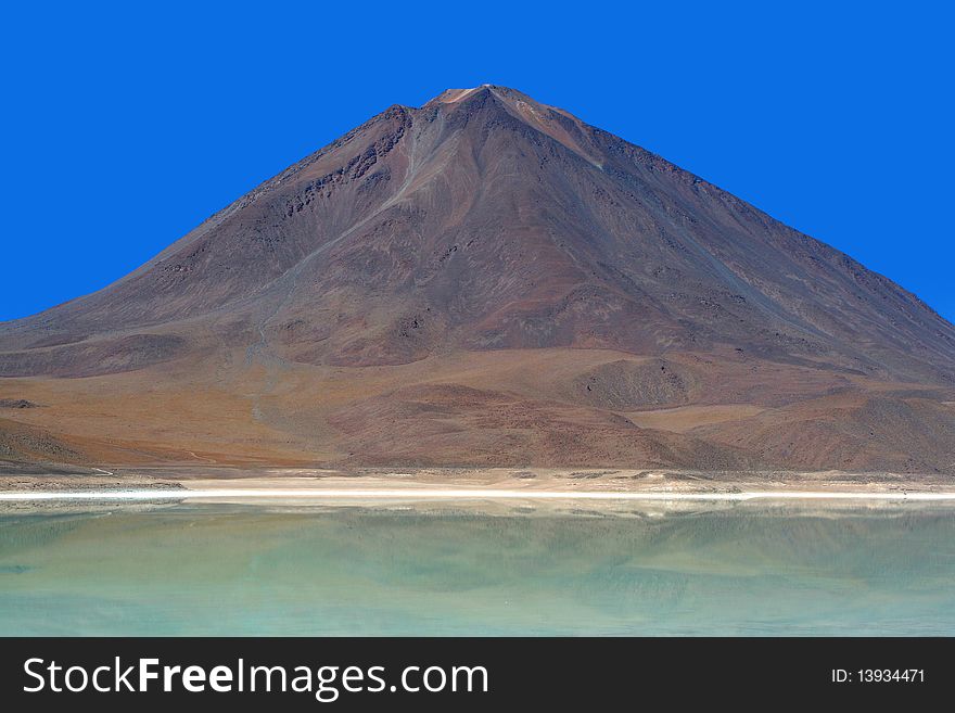 View of Licancabur in Chilean Andes from Laguna Verde, Southwestern Bolivian Andes. View of Licancabur in Chilean Andes from Laguna Verde, Southwestern Bolivian Andes