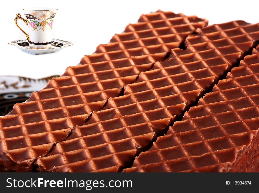 Sweet wafers in chocolate - a good dessert.