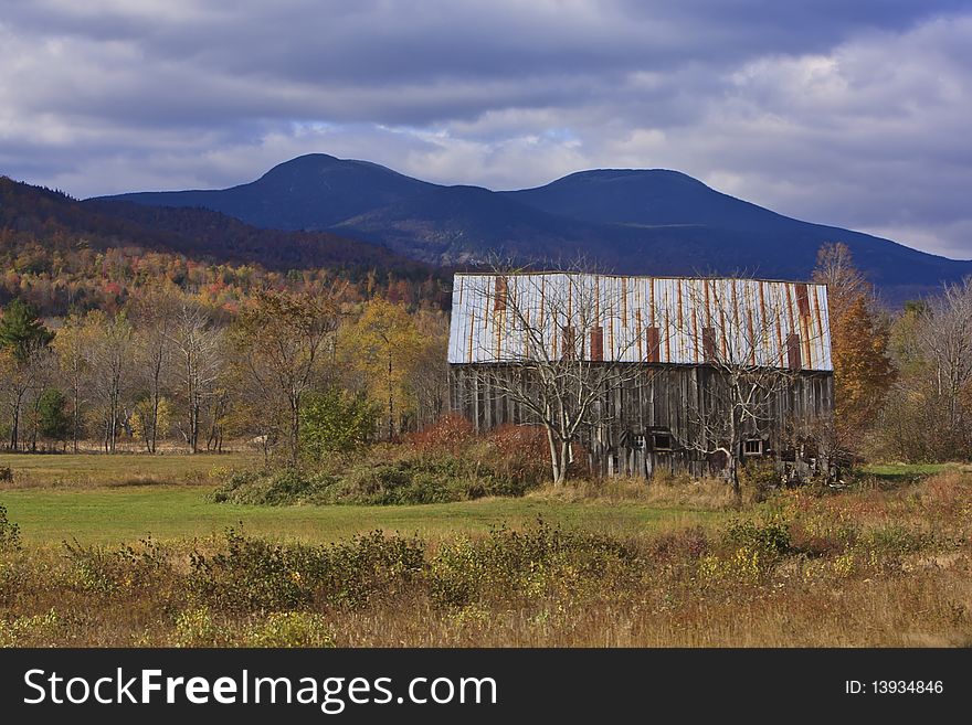 Barn in Maine countryside in autumn. Barn in Maine countryside in autumn