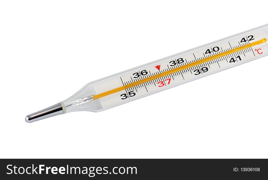 Glass clinical thermometer isolated on white background