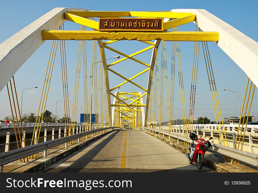 Cross river Bridge at Nakhon Sawan City, in Thailand.